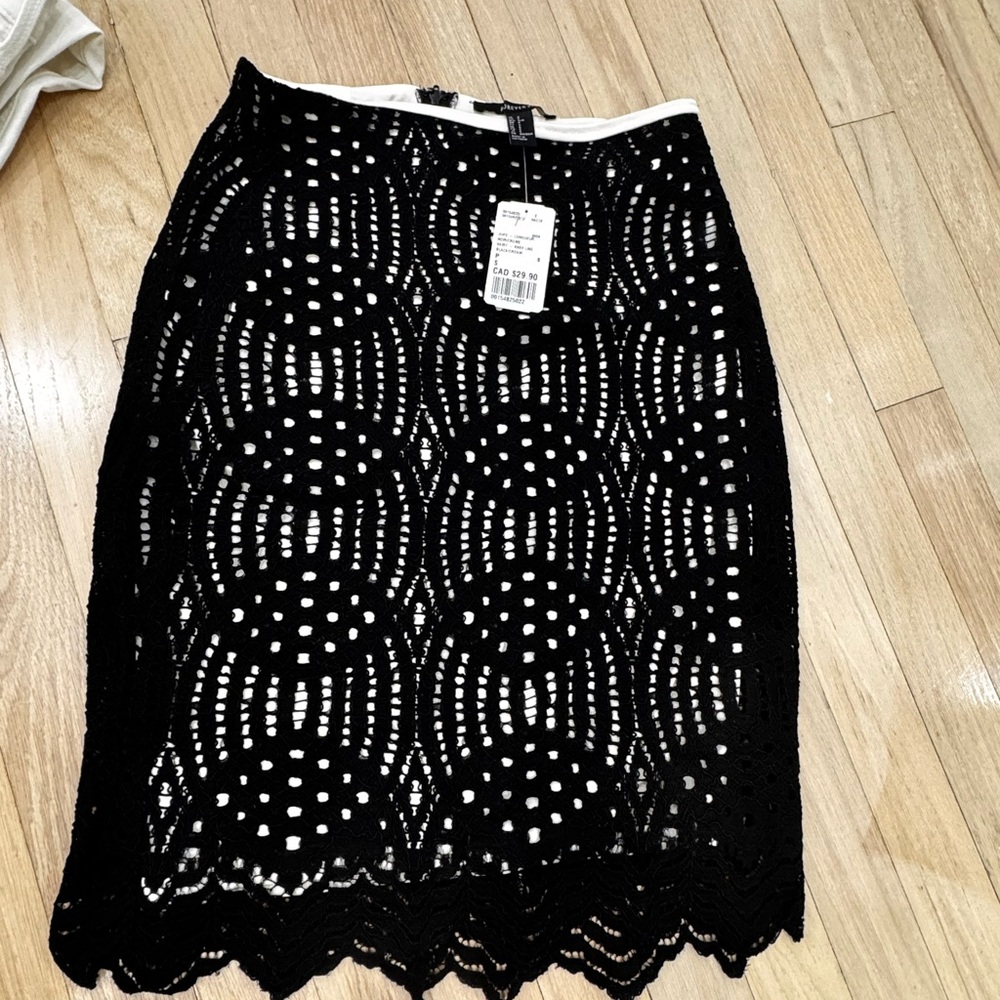 Forever 21 Black Lace Skirt with White Lining
